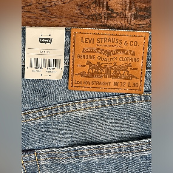 Levi’s Premium 50s Distressed Selvedge Straight Jeans ‘Blue’ (size mens W32xL30) - Picture 14 of 14